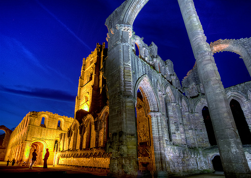 Fountains Abbey at night