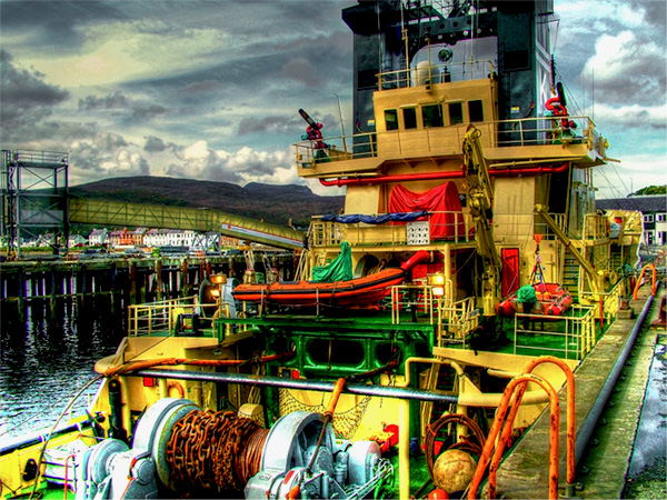 Ullapool Harbour Coast Guard ship