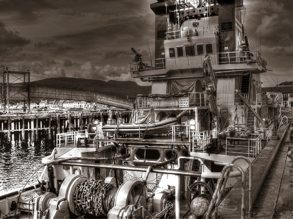 Ullapool Harbour Coast Guard ship